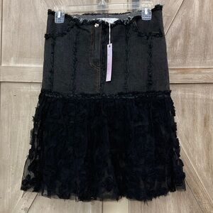 TWIN -SET Black Denim and Lace Mini Skirt 
SIZE M
WOMENS
